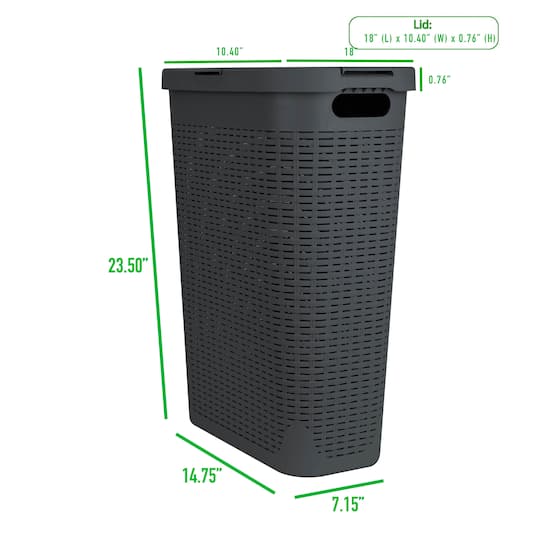 Mind Reader 23.5'' Slim Laundry Hamper with Cutout Handles